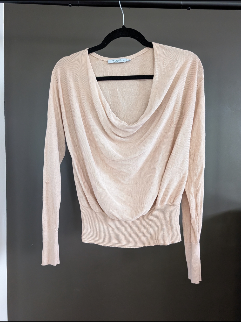 Light Blush Draped Cowl Neck Sweater